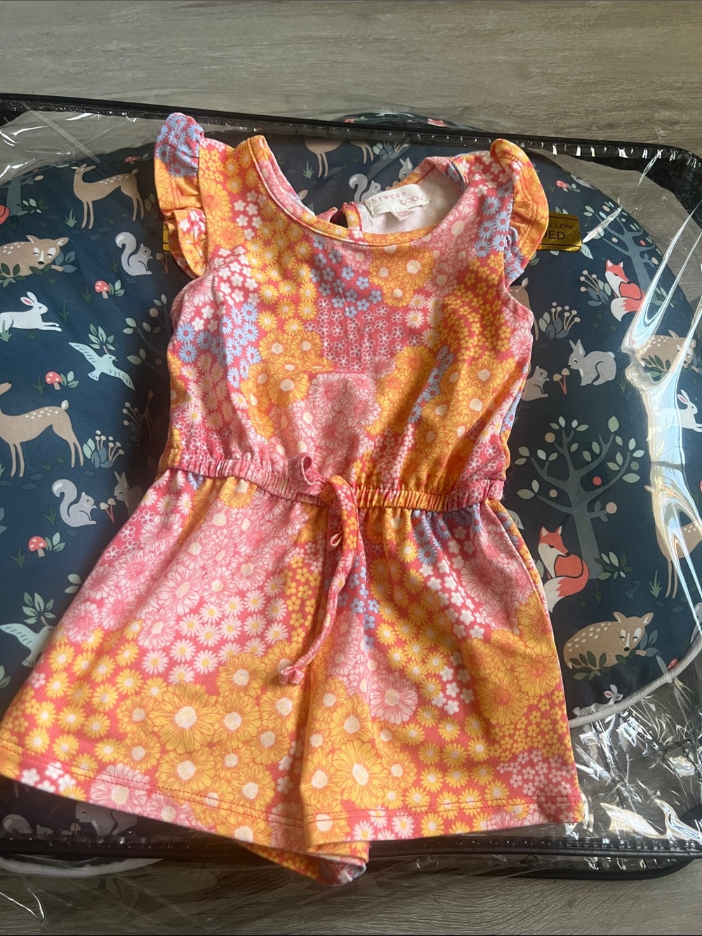 Youngland Pink & Orange Floral Girls' One-Piece Romper